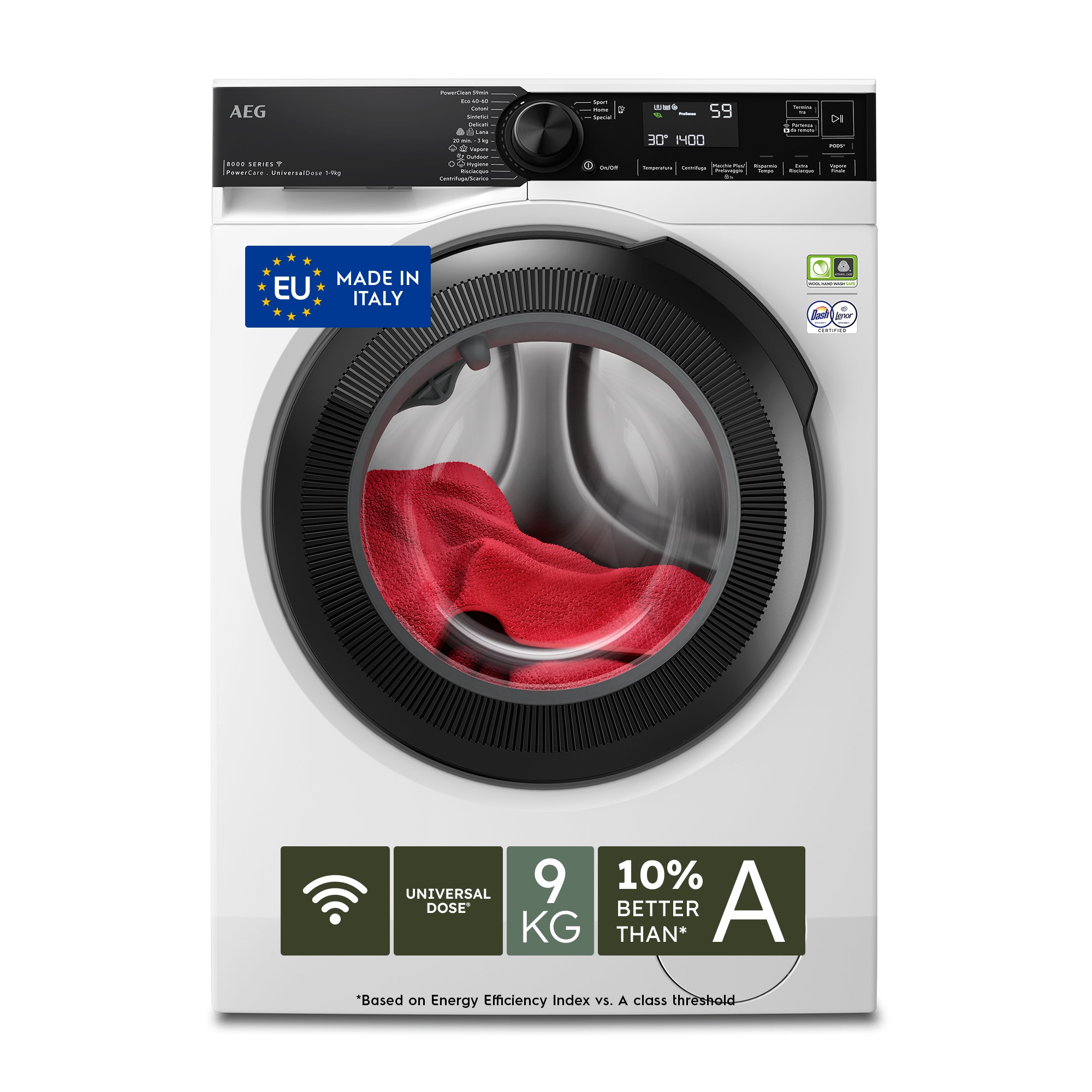 AEG - 9 kg washing machine - LR8H94GBY