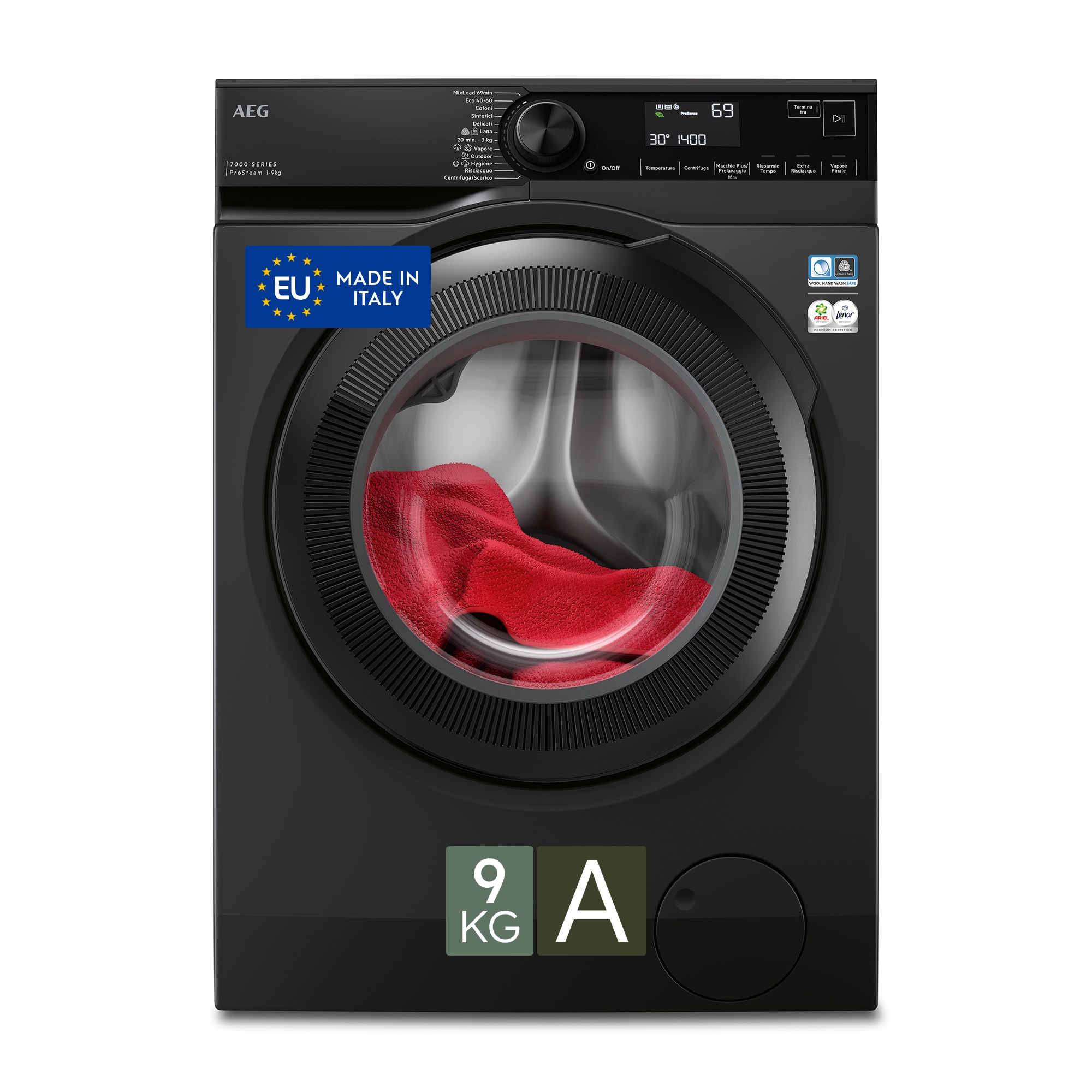 AEG - 9 kg washing machine - LR7BLACK