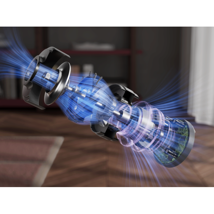 The BLDC motor featuring inverter technology, provides powerful, consistent suction for efficient cleaning and longer motor life