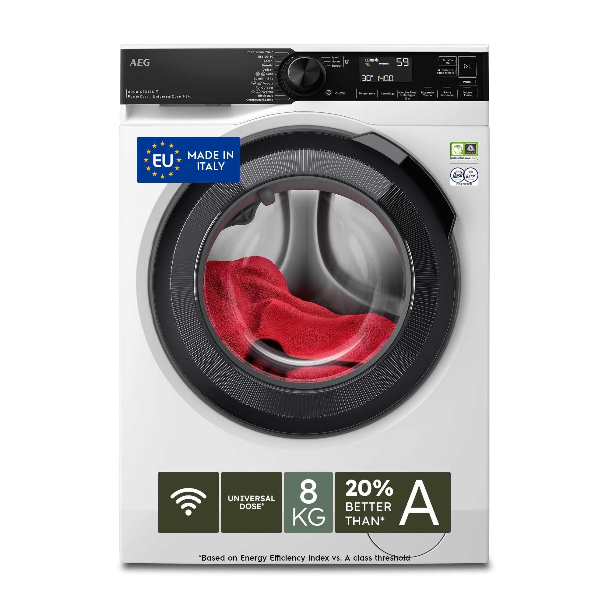 AEG - 8 kg washing machine - LR8H84BBY