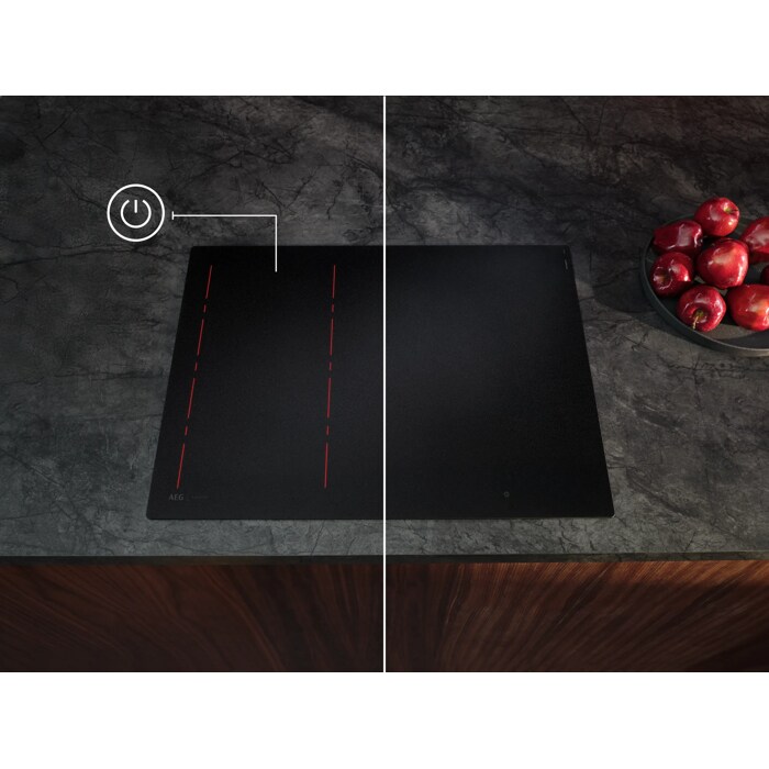 Pure Design: Activating the hob reveals its controls and zones.