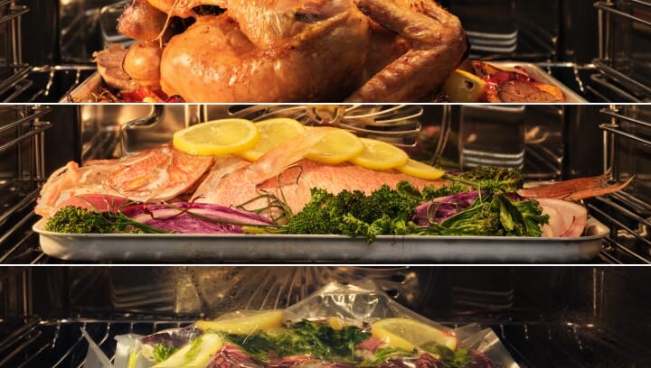 Il cibo viene preparato nel forno.