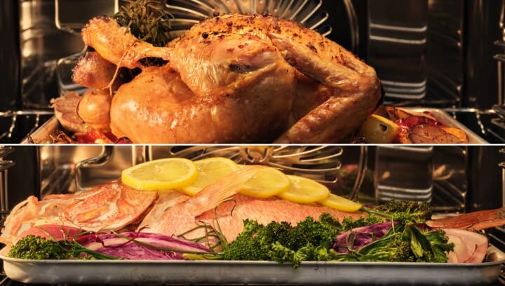 Cibo cotto nel forno.