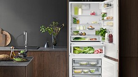 Fridge freezer with open door