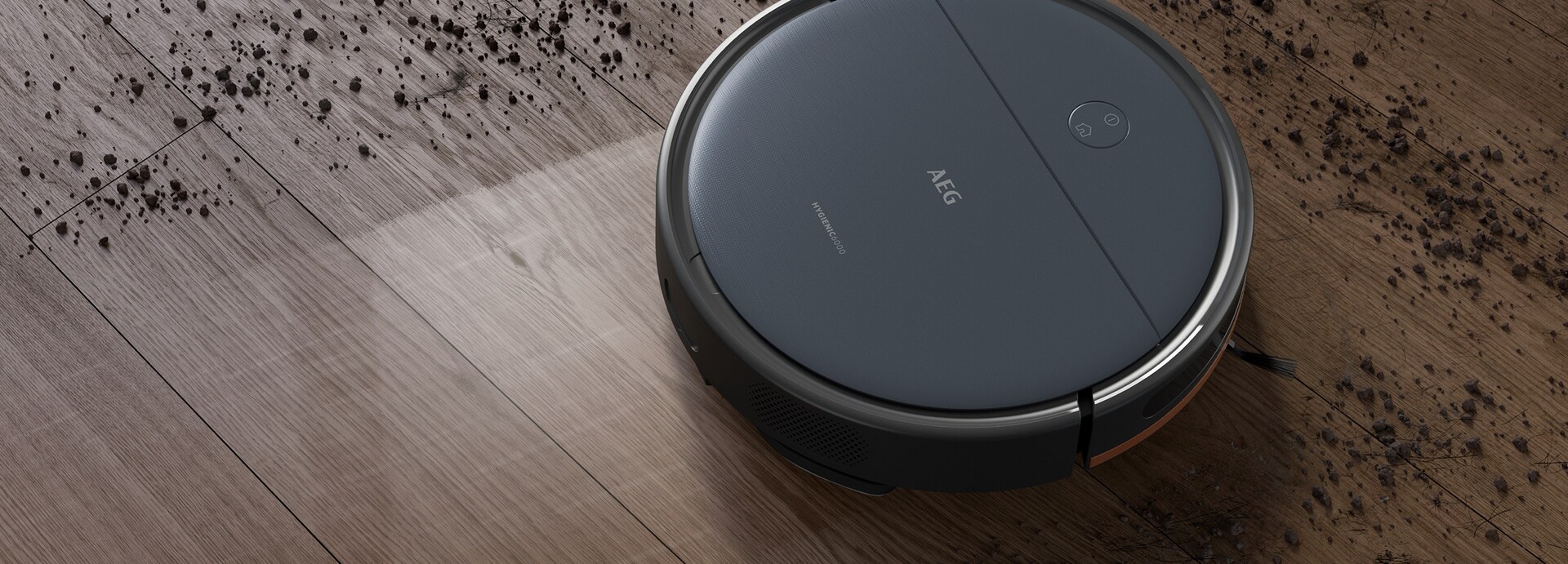 Robot aspirador en el suelo